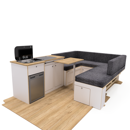 Van Furniture LWB Laminated U Shape Bed System Bundle